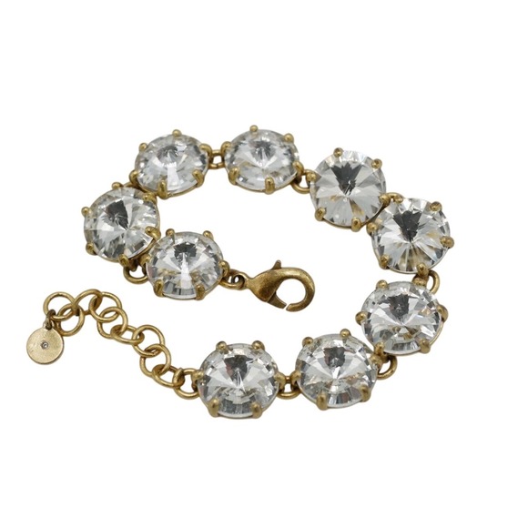 Stella & Dot Jewelry - Stella & Dot Gold Tone Clear Crystal Statement Bracelet Vintage Style 8.25in